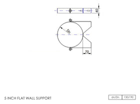 DTW 70mm Flat Wall Support 5 Inch MB - 0