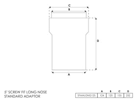 Screw Fit Long Nose Adapter 5 Inch - 0