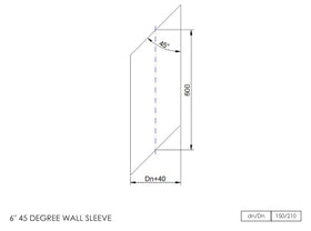 DTW 600mm 45 Degree Wall Sleeve 6 Inch SS - 0