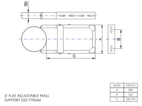 DTW 550 - 770mm Adjustable Wall Support 6 Inch MB - 0