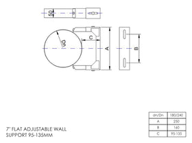 DTW 95 - 135mm Adjustable Wall Support 7 Inch MB - 0