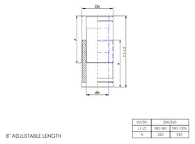 DTW Adjustable Length 590 - 1005mm 8 Inch MB - 0
