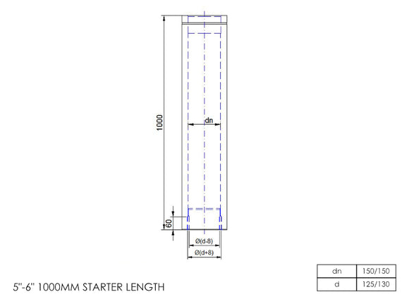 DTW 1000mm Starter Length with Built in Adapter 5 - 6 Inch MB