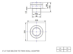 DTW Flex Below to Twin Wall Adapter 5 - 6 Inch SS - 0