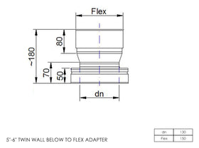 DTW Twin Wall Below to Flex Adapter 5 - 6 Inch SS - 0