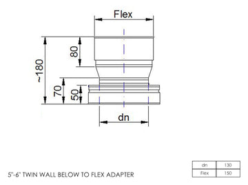 DTW Twin Wall Below to Flex Adapter 5 - 6 Inch SS - 0
