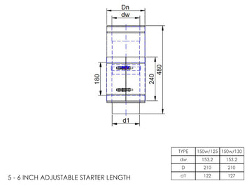 DTW 500mm Adjustable Starter Length with Built in Adapter 5 - 6 Inch SS - 0