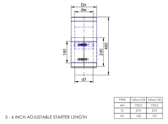 DTW 500mm Adjustable Starter Length with Built in Adapter 5 - 6 Inch MB