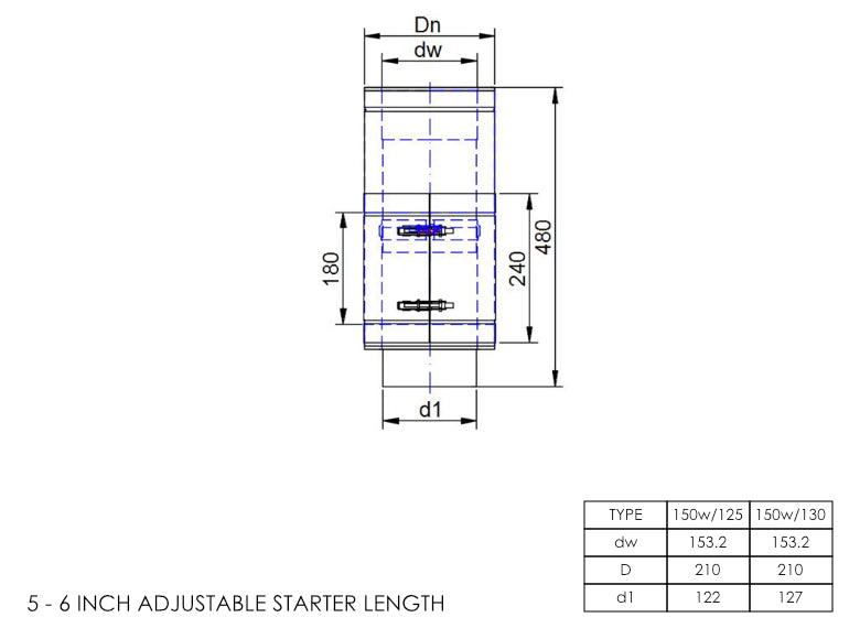 DTW 500mm Adjustable Starter Length with Built in Adapter 5 - 6 Inch MB - 0