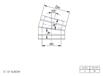 DTW 15 Degree Elbow 5 Inch SS - 0