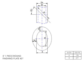DTW 1 Part 45 Degree Oval Finishing Plate 5 Inch MB - 0