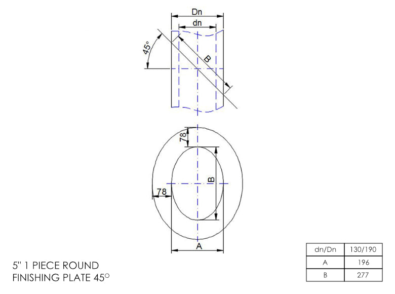 DTW 1 Part 45 Degree Oval Finishing Plate 5 Inch MB - 0