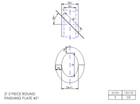 DTW 2 Part 45 Degree Oval Finishing Plate 5 Inch MB - 0