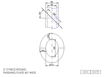 DTW 2 Part 45 Degree Oval Wide Finishing Plate 5 Inch SS - 0