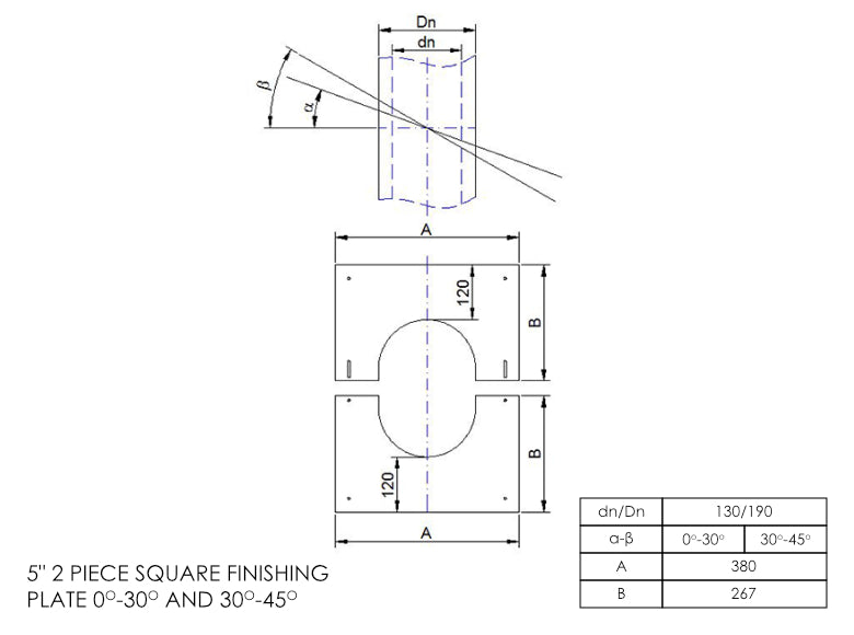 DTW 2 Part 30-45 Degree Square Finishing Plate 6 Inch SS - 0