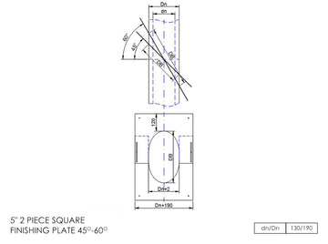 DTW 2 Part 45-60 Degree Square Finishing Plate 5 Inch SS - 0