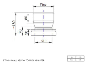 DTW Twin Wall Below to Flex Adapter 5 Inch SS - 0