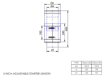 DTW 500mm Adjustable Starter Length with Built in Adapter 5 Inch SS - 0