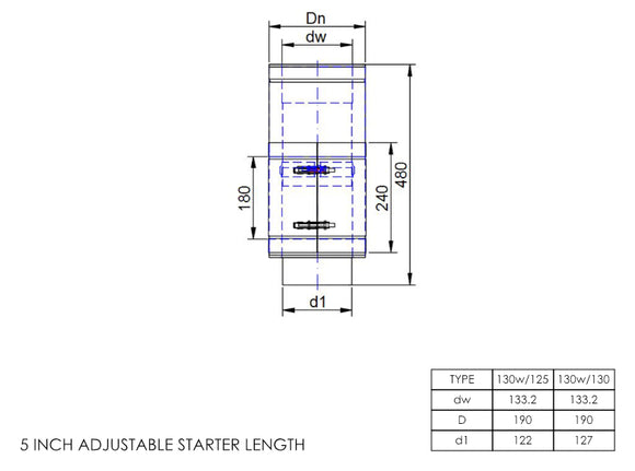 DTW 500mm Adjustable Starter Length with Built in Adapter 5 Inch MB