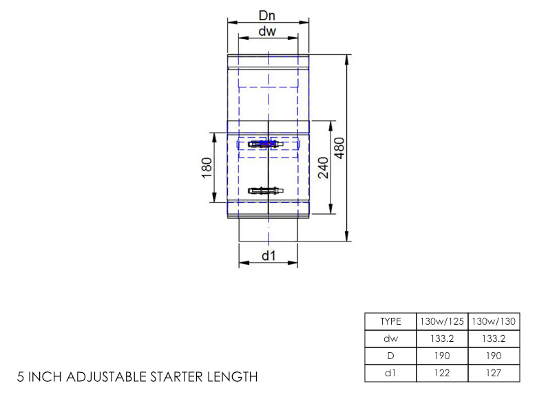 DTW 500mm Adjustable Starter Length with Built in Adapter 5 Inch MB - 0