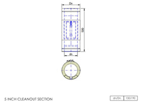 DTW 500mm Straight Length with Clean Out Section 5 Inch MB - 0