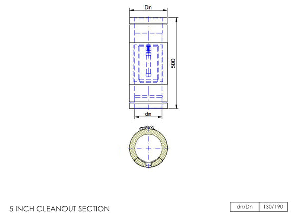 DTW 500mm Straight Length with Clean Out Section 5 Inch MB