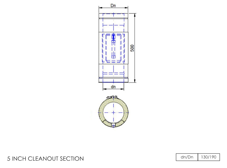 DTW 500mm Straight Length with Clean Out Section 5 Inch MB - 0