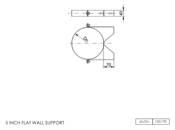DTW 70mm Flat Wall Support 5 Inch SS - 0