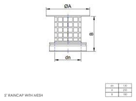 DTW Rain Cap with Mesh 5 Inch MB - 0