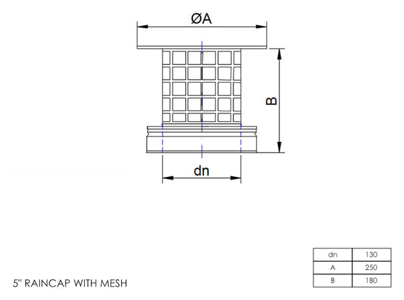 DTW Rain Cap with Mesh 5 Inch MB
