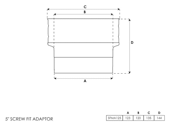 Screw Fit Stove Flue Pipe Adapter 5 Inch