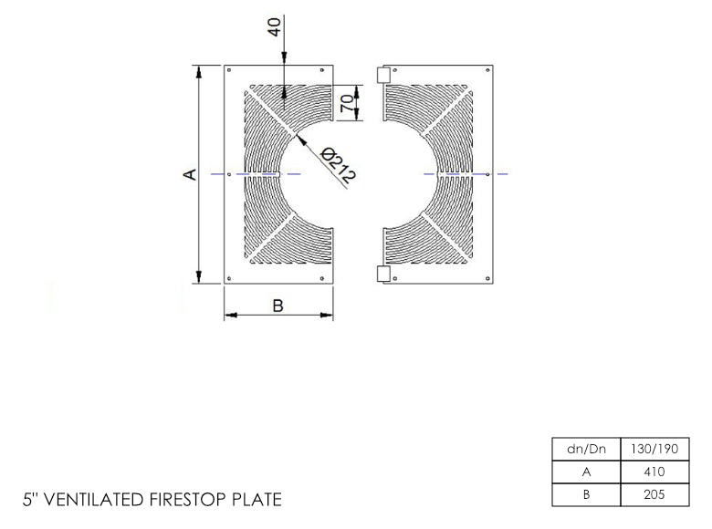 DTW Ventilated Firestop Plate 5 Inch MB - 0