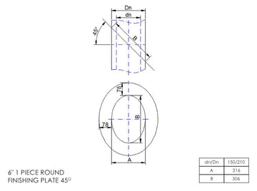 DTW 1 Part 45 Degree Oval Finishing Plate 6 Inch MB - 0