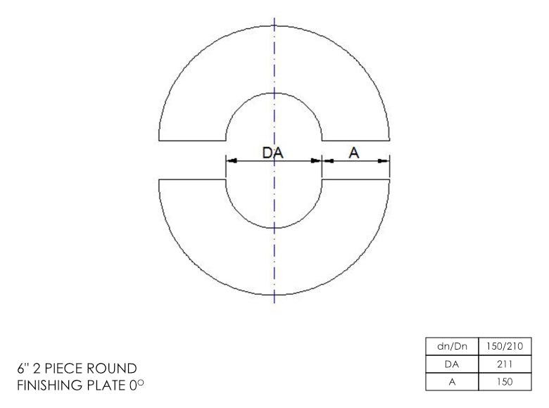 DTW 2 Part 0 Degree Oval Finishing Plate 6 Inch SS - 0