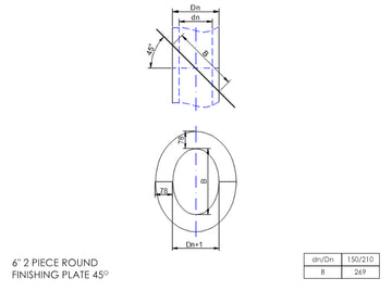 DTW 2 Part 45 Degree Oval Finishing Plate 6 Inch MB - 0