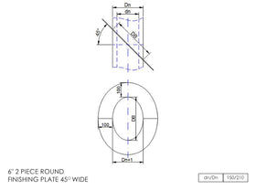 DTW 2 Part 45 Degree Oval Wide Finishing Plate 6 Inch MB - 0