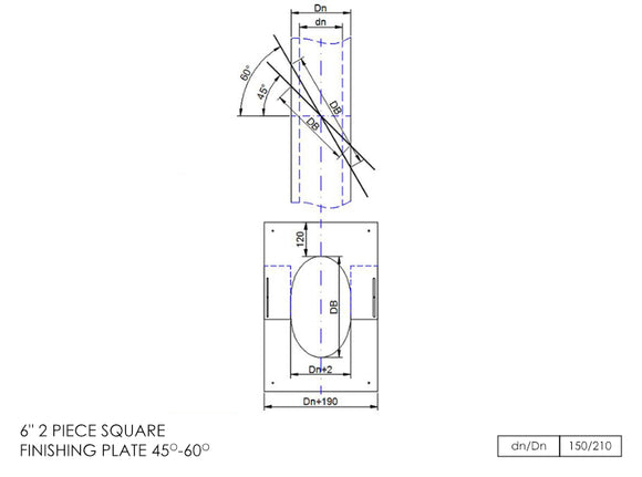 DTW 2 Part 45-60 Degree Square Finishing Plate 6 Inch MB