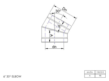 DTW 30 Degree Elbow 6 Inch MB - 0