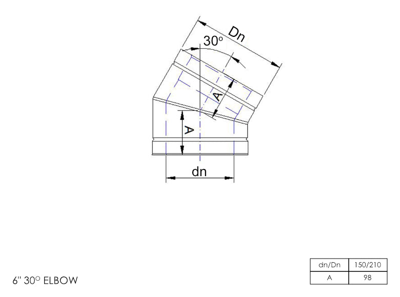 DTW 30 Degree Elbow 6 Inch MB - 0