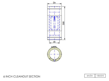 DTW 500mm Straight Length with Clean Out Section 6 Inch MB - 0