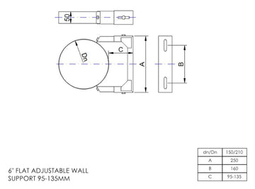 DTW 95 - 135mm Adjustable Wall Support 6 Inch MB - 0
