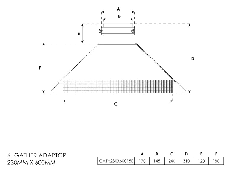 Gather Adapter 230mm x 600mm 6 Inch - 0