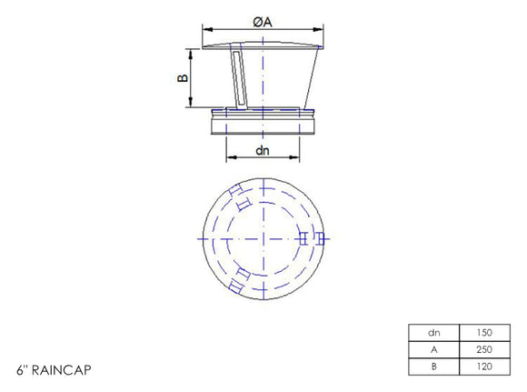 DTW Rain Cap 6 Inch MB