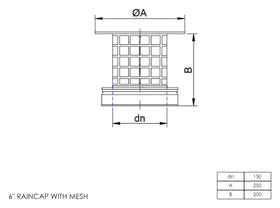 DTW Rain Cap with Mesh 6 Inch MB - 0