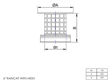 DTW Rain Cap with Mesh 6 Inch MB - 0