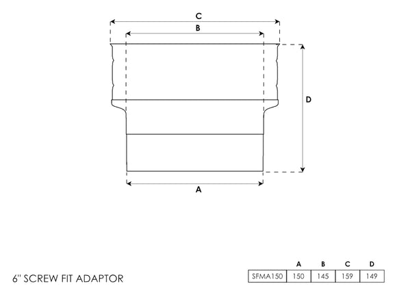 Screw Fit Stove Flue Pipe Adapter 6 Inch