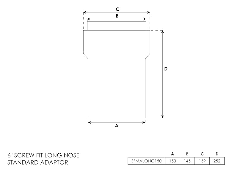 Screw Fit Long Nose Adapter 6 Inch - 0