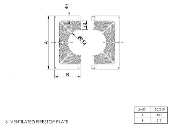 DTW Ventilated Firestop Plate 6 Inch MB