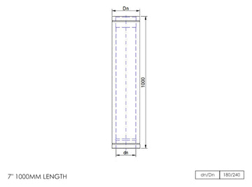 DTW 1000mm Straight Length 7 Inch SS - 0
