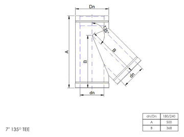 DTW 135 Degree Tee 7 Inch SS - 0